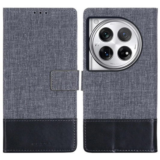 MUXMA MX102 For OnePlus 12 5G Case Magnetic Clasp Canvas+Leather+TPU Phone Wallet Cover