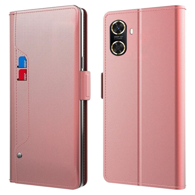 For Huawei Enjoy 70z Case Leather+TPU Mobile Phone Cover with Mirror and Card Slot