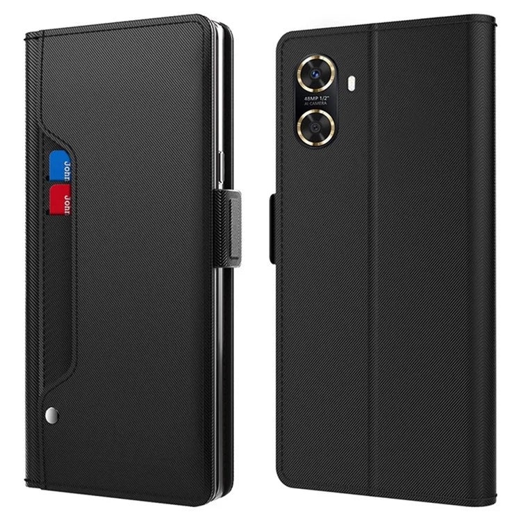 For Huawei Enjoy 70z Case Leather+TPU Mobile Phone Cover with Mirror and Card Slot