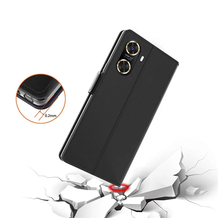 For Huawei Enjoy 70z Case Leather+TPU Mobile Phone Cover with Mirror and Card Slot