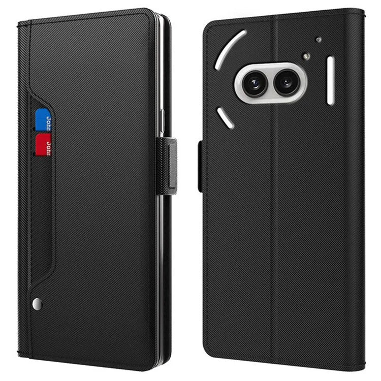 For Nothing Phone (2a) Case Leather Shockproof Card Holder Phone Cover with Mirror