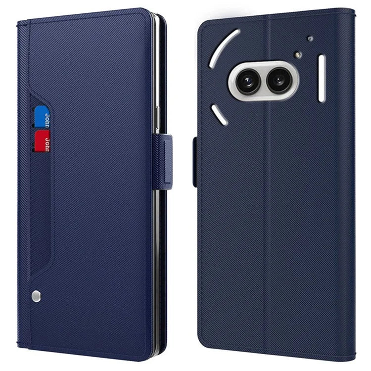 For Nothing Phone (2a) Case Leather Shockproof Card Holder Phone Cover with Mirror