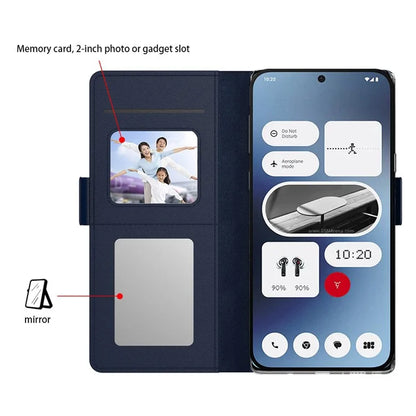 For Nothing Phone (2a) Case Leather Shockproof Card Holder Phone Cover with Mirror