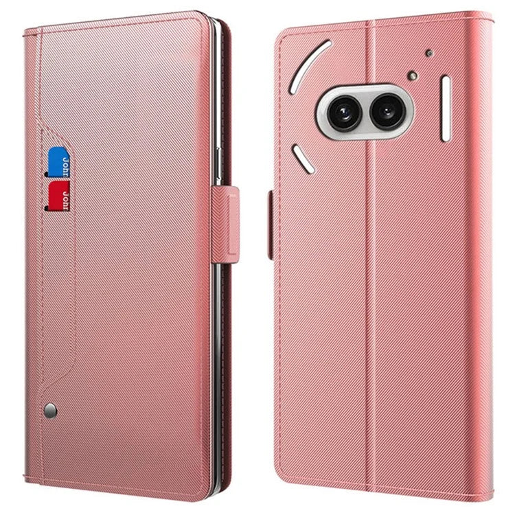 For Nothing Phone (2a) Case Leather Shockproof Card Holder Phone Cover with Mirror