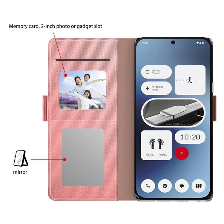 For Nothing Phone (2a) Case Leather Shockproof Card Holder Phone Cover with Mirror