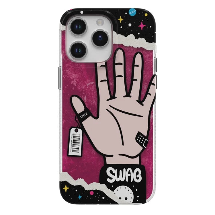 TGVI'S Stylish Series For iPhone 15 Pro Max Case IML Graffiti Pattern PET+TPU Phone Cover