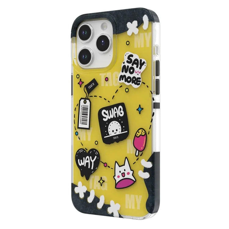 TGVI'S Stylish Series For iPhone 15 Pro Max Case IML Graffiti Pattern PET+TPU Phone Cover