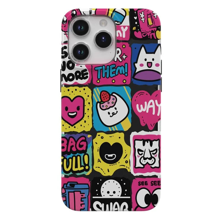TGVI'S Stylish Series For iPhone 15 Pro Max Case IML Graffiti Pattern PET+TPU Phone Cover