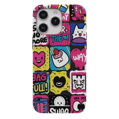 TGVI'S Stylish Series For iPhone 15 Pro Max Case IML Graffiti Pattern PET+TPU Phone Cover