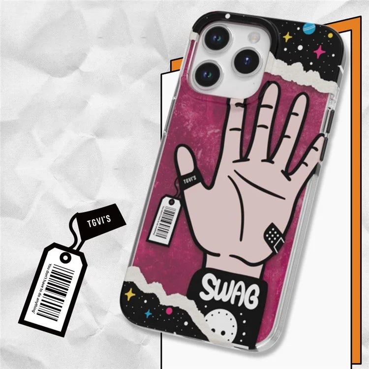 TGVI'S Stylish Series For iPhone 15 Pro Max Case IML Graffiti Pattern PET+TPU Phone Cover