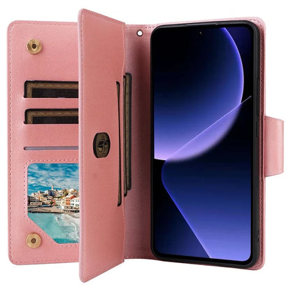 For Xiaomi Redmi K60 Ultra / 13T Pro Case Zipper Wallet Rivet Decor Leather Phone Cover