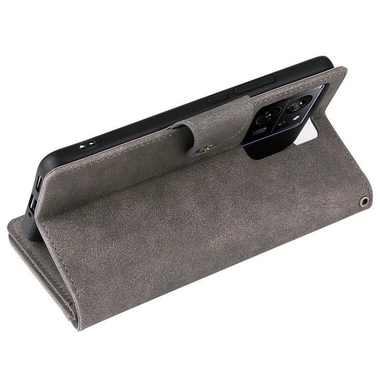 For Xiaomi Redmi K60 Ultra / 13T Pro Case Zipper Wallet Rivet Decor Leather Phone Cover