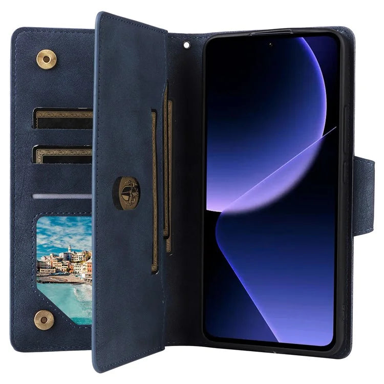 For Xiaomi Redmi K60 Ultra / 13T Pro Case Zipper Wallet Rivet Decor Leather Phone Cover