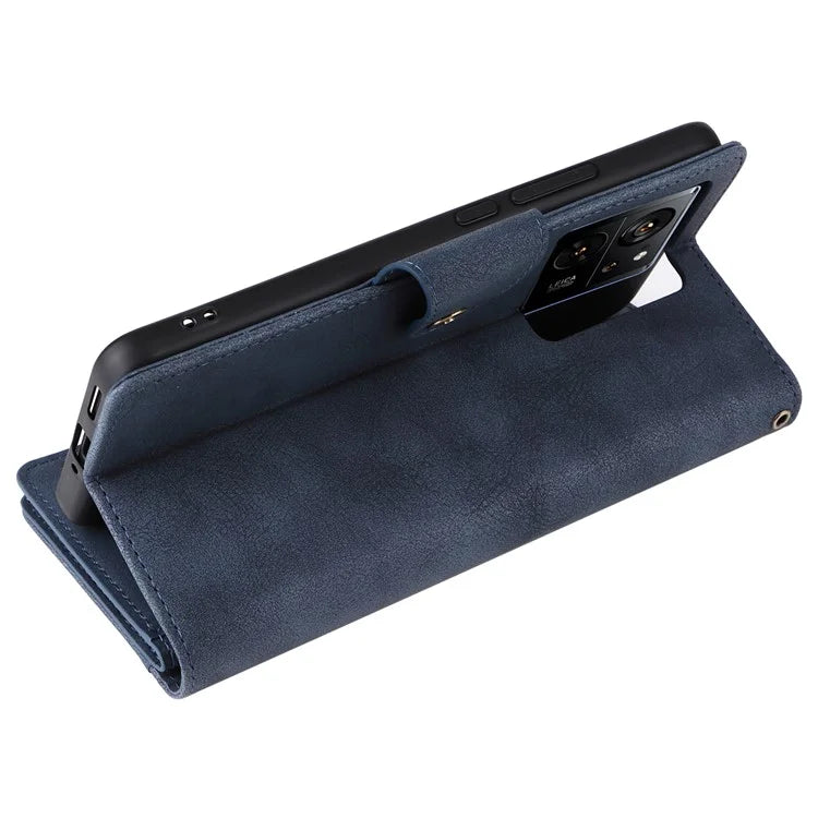For Xiaomi Redmi K60 Ultra / 13T Pro Case Zipper Wallet Rivet Decor Leather Phone Cover