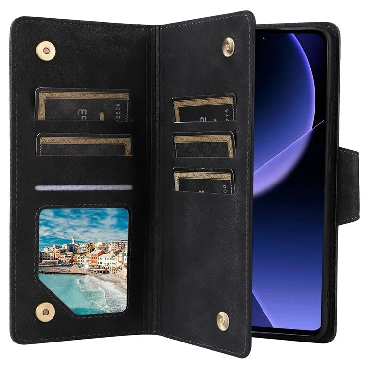 For Xiaomi Redmi K60 Ultra / 13T Pro Case Zipper Wallet Rivet Decor Leather Phone Cover