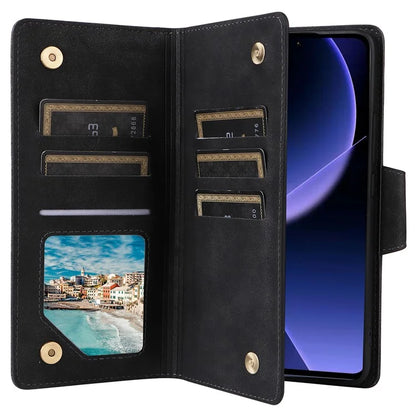 For Xiaomi Redmi K60 Ultra / 13T Pro Case Zipper Wallet Rivet Decor Leather Phone Cover
