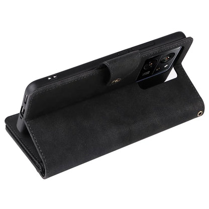 For Xiaomi Redmi K60 Ultra / 13T Pro Case Zipper Wallet Rivet Decor Leather Phone Cover