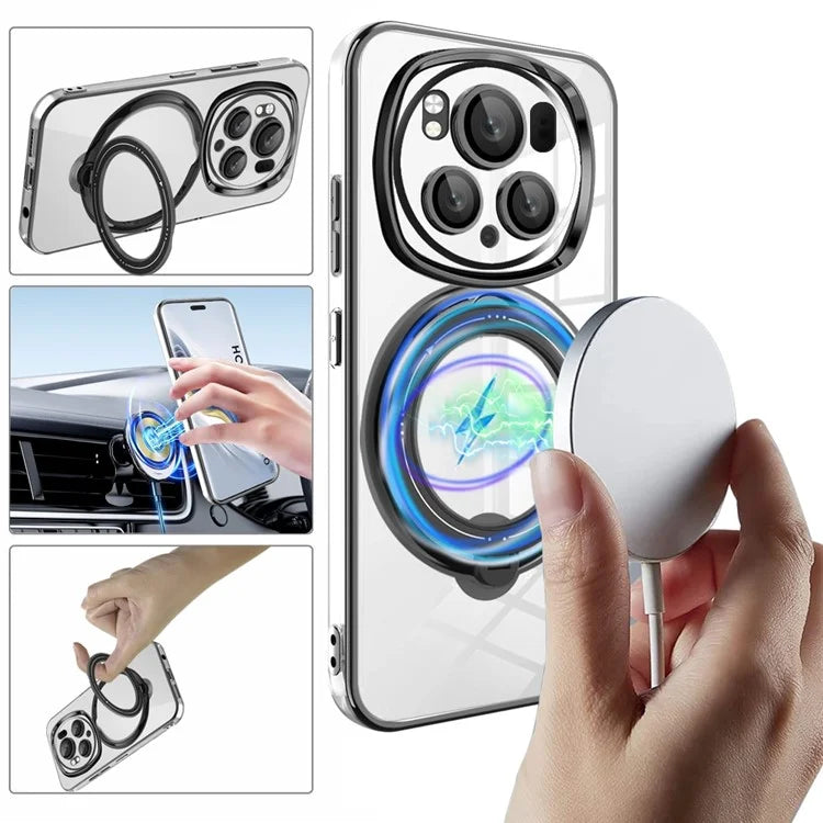 For Honor Magic6 Pro 5G Magnetic Phone Case PC+TPU Bump Proof Kickstand Cover