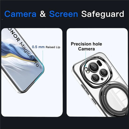 For Honor Magic6 Pro 5G Magnetic Phone Case PC+TPU Bump Proof Kickstand Cover