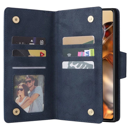 For Xiaomi 11T 5G / Xiaomi 11T Pro 5G Case Rivet Decor Leather Wallet Phone Cover with 9 Card Slots