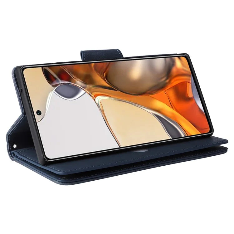 For Xiaomi 11T 5G / Xiaomi 11T Pro 5G Case Rivet Decor Leather Wallet Phone Cover with 9 Card Slots