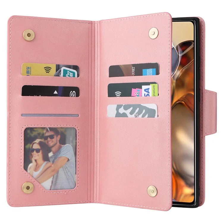 For Xiaomi 11T 5G / Xiaomi 11T Pro 5G Case Rivet Decor Leather Wallet Phone Cover with 9 Card Slots