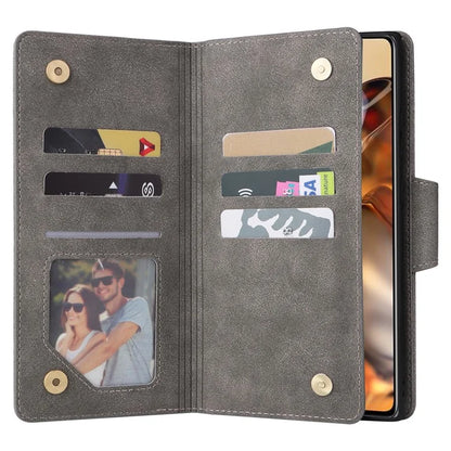 For Xiaomi 11T 5G / Xiaomi 11T Pro 5G Case Rivet Decor Leather Wallet Phone Cover with 9 Card Slots