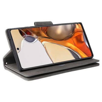 For Xiaomi 11T 5G / Xiaomi 11T Pro 5G Case Rivet Decor Leather Wallet Phone Cover with 9 Card Slots