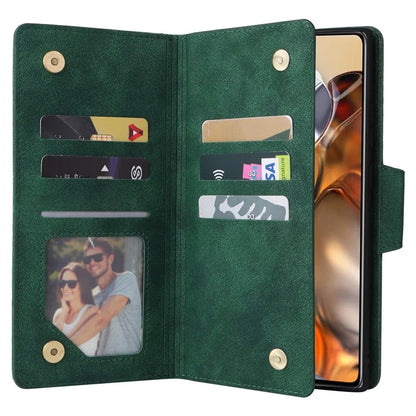 For Xiaomi 11T 5G / Xiaomi 11T Pro 5G Case Rivet Decor Leather Wallet Phone Cover with 9 Card Slots
