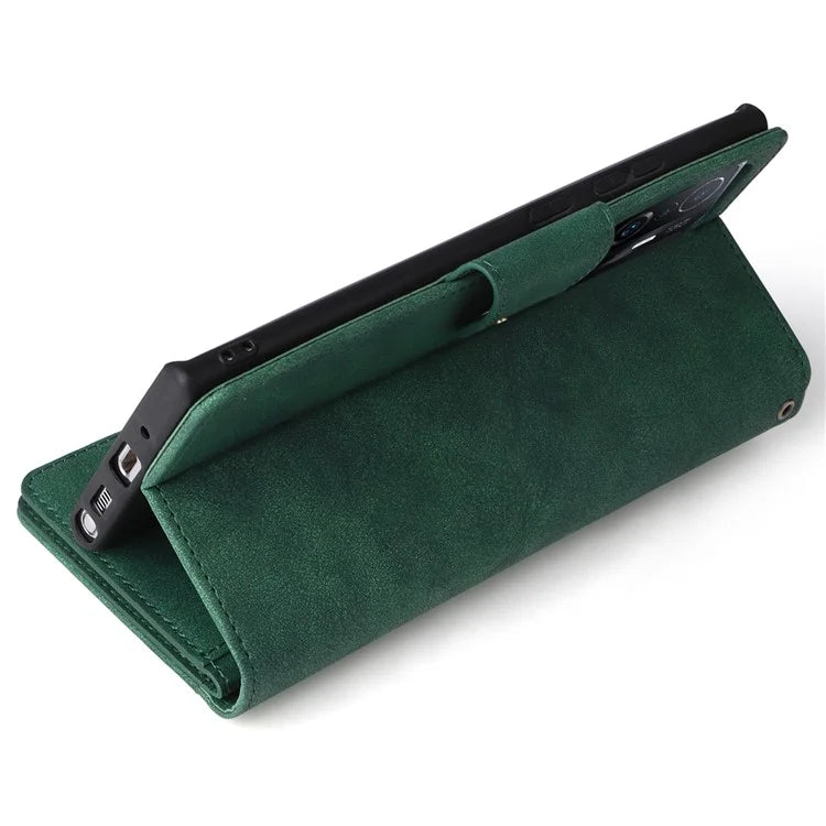 For Xiaomi 11T 5G / Xiaomi 11T Pro 5G Case Rivet Decor Leather Wallet Phone Cover with 9 Card Slots