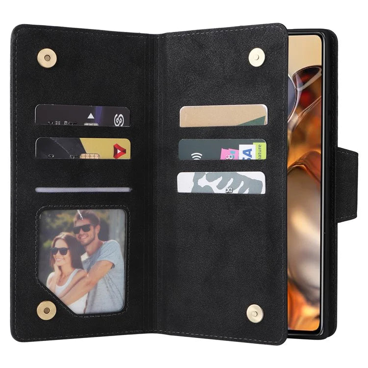 For Xiaomi 11T 5G / Xiaomi 11T Pro 5G Case Rivet Decor Leather Wallet Phone Cover with 9 Card Slots
