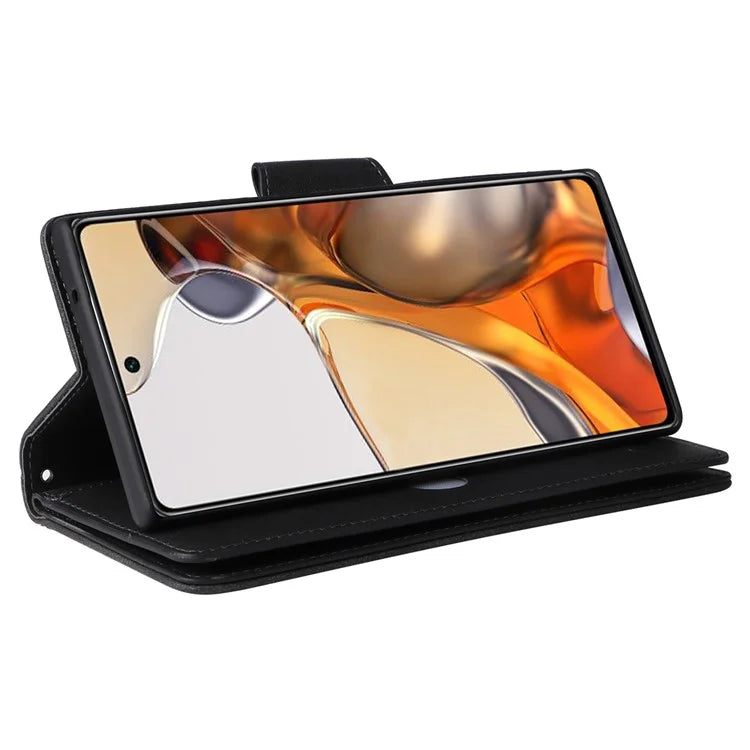 For Xiaomi 11T 5G / Xiaomi 11T Pro 5G Case Rivet Decor Leather Wallet Phone Cover with 9 Card Slots