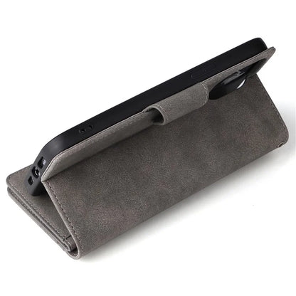For iPhone 13 Pro Max Case Card Slots Leather Stand Phone Cover with Rivet Decor