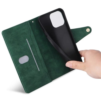 For iPhone 13 Pro Max Case Card Slots Leather Stand Phone Cover with Rivet Decor