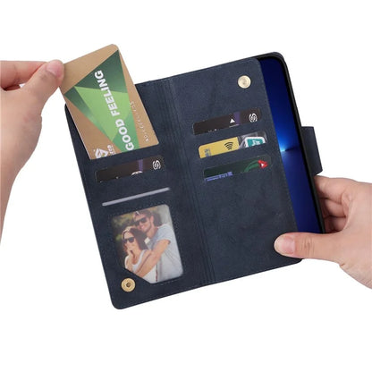 For iPhone 13 Pro Max Case Card Slots Leather Stand Phone Cover with Rivet Decor