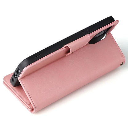 For iPhone 13 Pro Max Case Card Slots Leather Stand Phone Cover with Rivet Decor