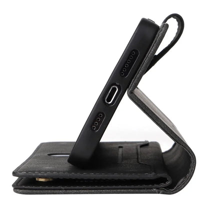 For iPhone 13 Pro Max Case Card Slots Leather Stand Phone Cover with Rivet Decor
