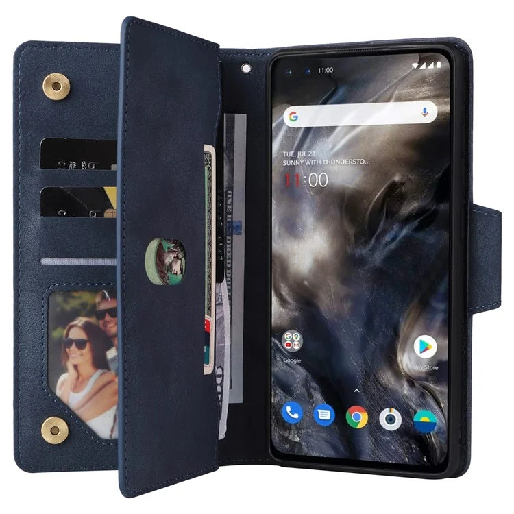 For OnePlus Nord Case PU Leather Foldable Stand Wallet Phone Cover with Rivet Decor