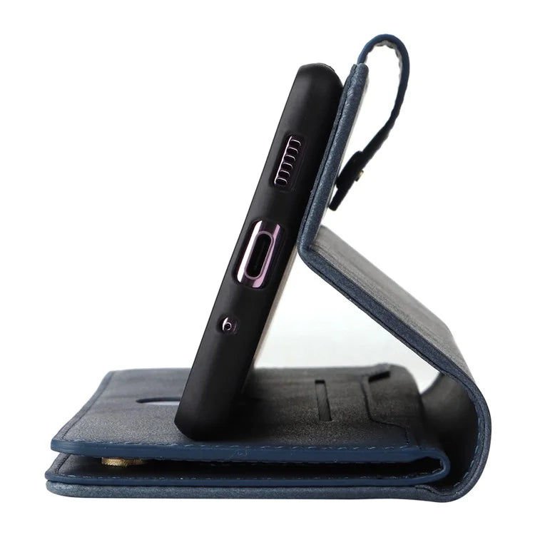 For OnePlus Nord Case PU Leather Foldable Stand Wallet Phone Cover with Rivet Decor