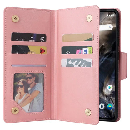 For OnePlus Nord Case PU Leather Foldable Stand Wallet Phone Cover with Rivet Decor