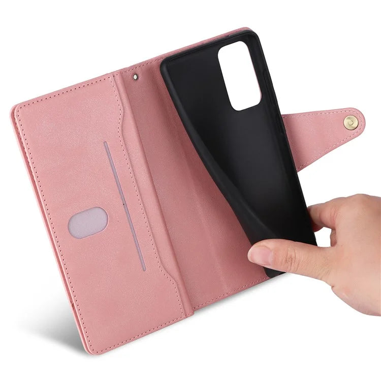 For OnePlus Nord Case PU Leather Foldable Stand Wallet Phone Cover with Rivet Decor