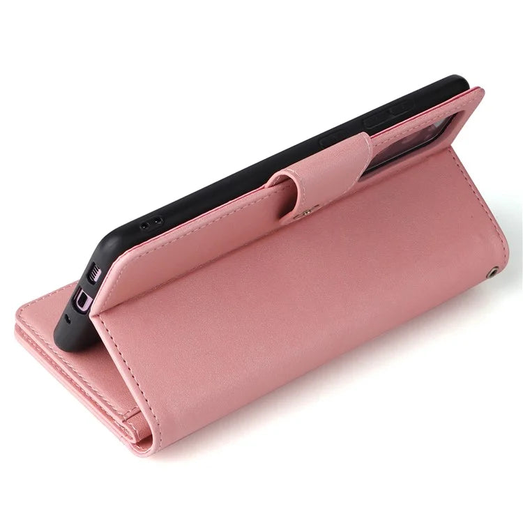 For OnePlus Nord Case PU Leather Foldable Stand Wallet Phone Cover with Rivet Decor