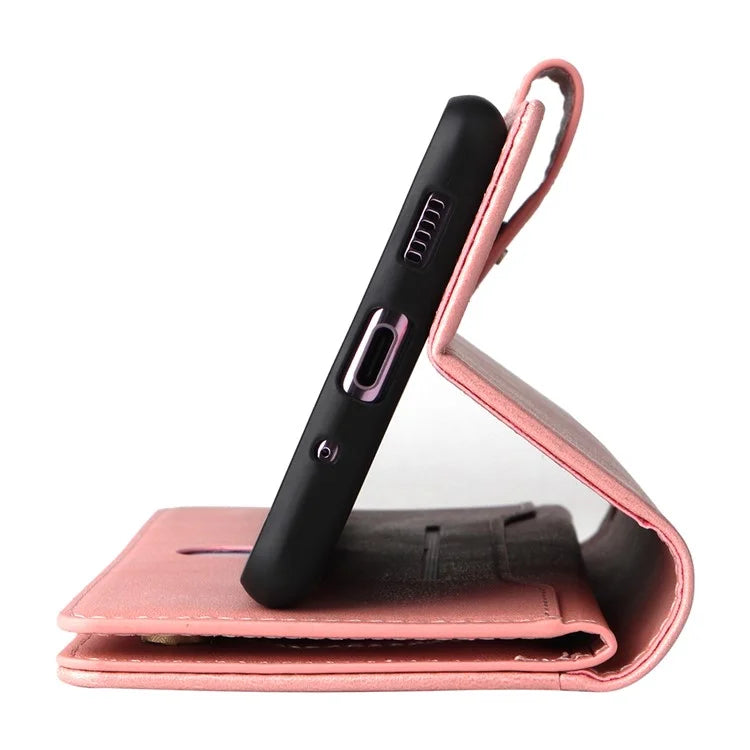 For OnePlus Nord Case PU Leather Foldable Stand Wallet Phone Cover with Rivet Decor