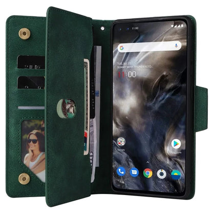 For OnePlus Nord Case PU Leather Foldable Stand Wallet Phone Cover with Rivet Decor