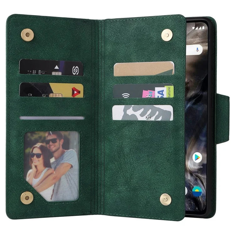 For OnePlus Nord Case PU Leather Foldable Stand Wallet Phone Cover with Rivet Decor