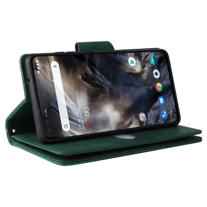 For OnePlus Nord Case PU Leather Foldable Stand Wallet Phone Cover with Rivet Decor