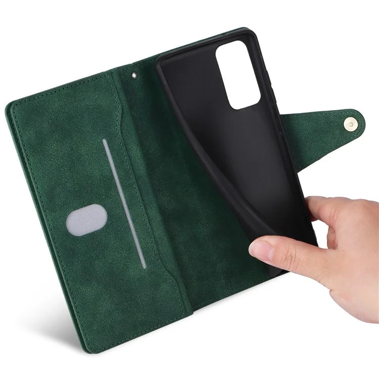 For OnePlus Nord Case PU Leather Foldable Stand Wallet Phone Cover with Rivet Decor
