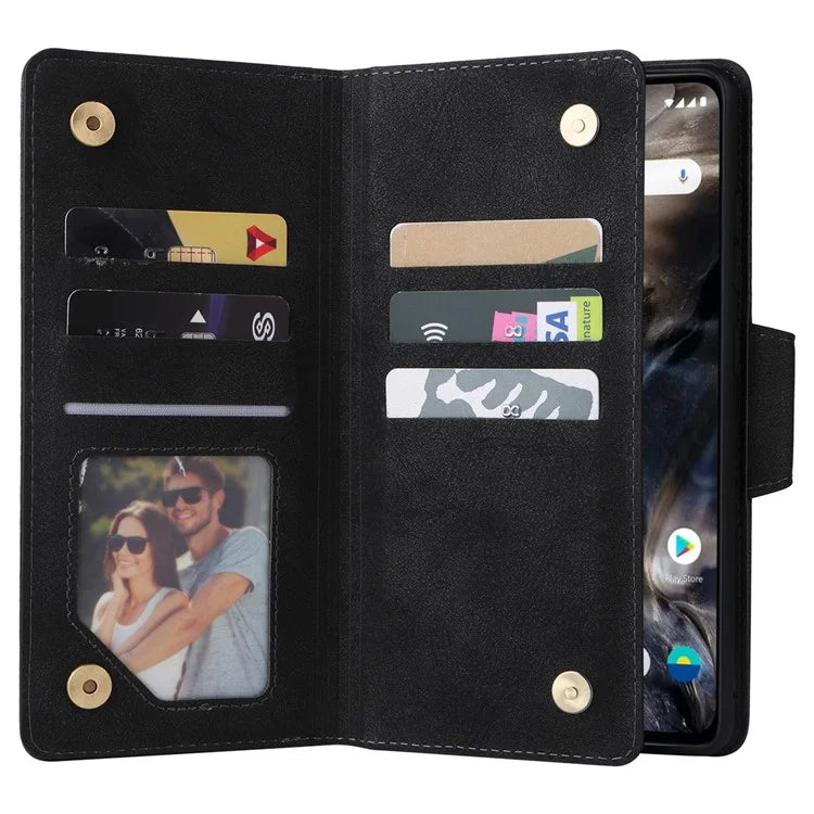 For OnePlus Nord Case PU Leather Foldable Stand Wallet Phone Cover with Rivet Decor