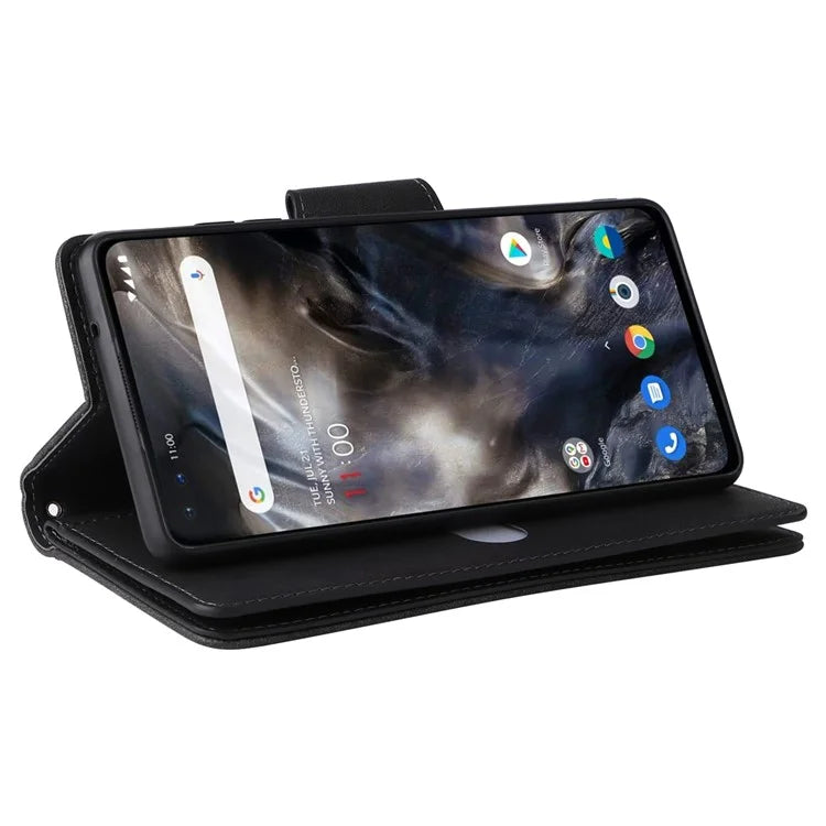 For OnePlus Nord Case PU Leather Foldable Stand Wallet Phone Cover with Rivet Decor