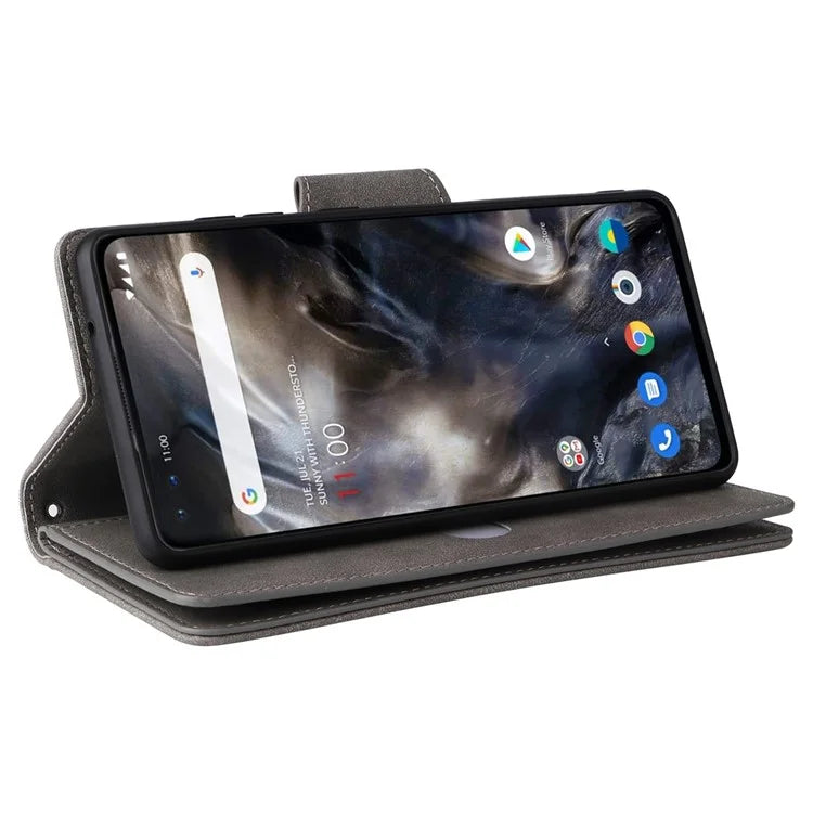 For OnePlus Nord Case PU Leather Foldable Stand Wallet Phone Cover with Rivet Decor